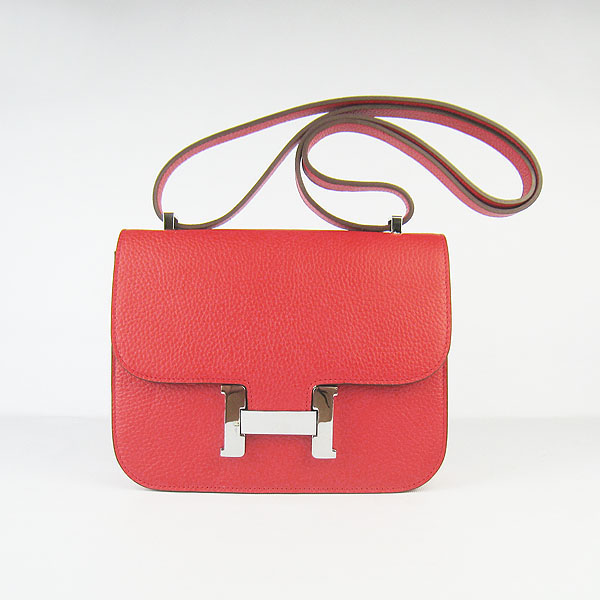 7A Hermes Oxhide Leather Message Bag Red H017 - Click Image to Close